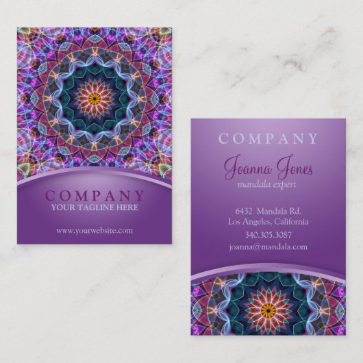 Paarse Lotus Mandala chubby Visitekaartje (Voorkant / Achterkant)