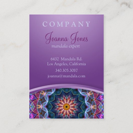 Paarse Lotus Mandala chubby Visitekaartje (Achterkant)