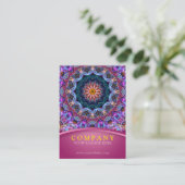 Paarse Lotus Mandala met een roze haak Visitekaartje (Staand voorkant)