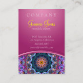 Paarse Lotus Mandala met een roze haak Visitekaartje (Achterkant)