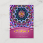 Paarse Lotus Mandala met een roze haak Visitekaartje (Voorkant)