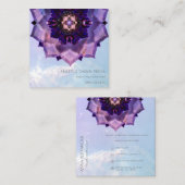 Paarse Lotus Mandala Modern Yoga Instructor Vierkante Visitekaartje (Voorkant / Achterkant)