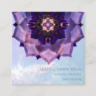 Paarse Lotus Mandala Moderne Yoga-instructeur Vierkante Visitekaartje