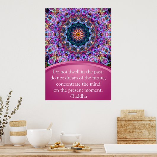 Paarse Lotus Mandala Poster (Keuken)