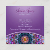 Paarse Lotus Mandala Square Vierkante Visitekaartje (Achterkant)