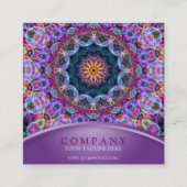 Paarse Lotus Mandala Square Vierkante Visitekaartje (Voorkant)