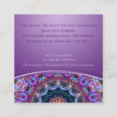 Paarse Lotus Mandala Square Vierkante Visitekaartje (Achterkant)