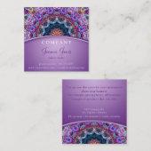 Paarse Lotus Mandala Square Vierkante Visitekaartje (Voorkant / Achterkant)