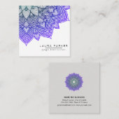 Paarse Lotus Mandala Yoga Instructor Holistic Vierkante Visitekaartje (Voorkant / Achterkant)