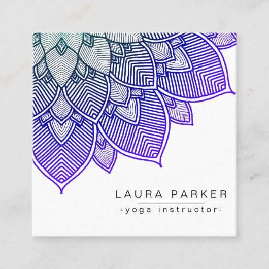 Paarse Lotus Mandala Yoga Instructor Holistic Vierkante Visitekaartje (Voorkant)