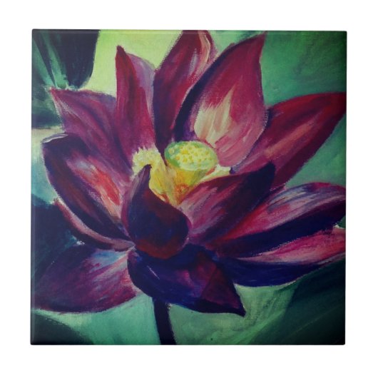 Paarse Lotus Tekening Foto Tegel Tegeltje (Voorkant)