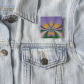 Paarse Lotus Vierkante Button 5,1 Cm (In situ)