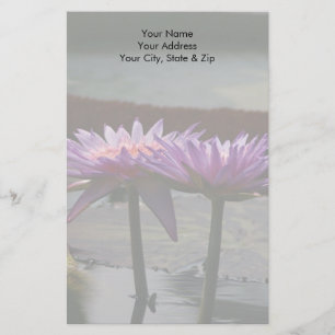 Paarse Lotus Waterlelie Bloemen Briefpapier