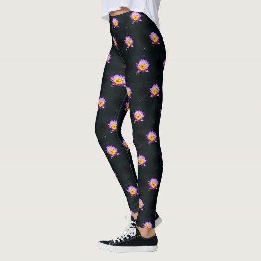 Paarse Lotus Waterlelie Leggings (Links)