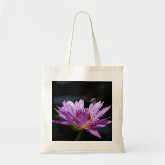 Paarse Lotus Waterlily dragonfly canvas tas (Voorkant)