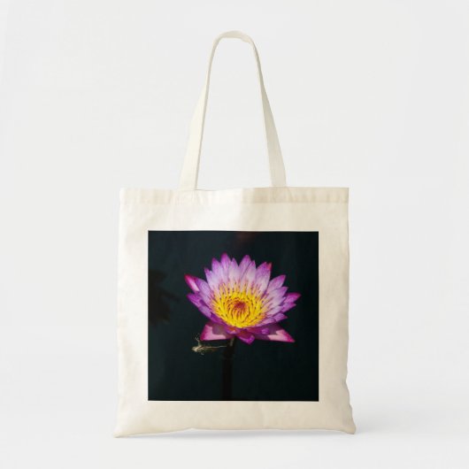 Paarse Lotus Waterlily dragonfly nymph canvas tas (Voorkant)