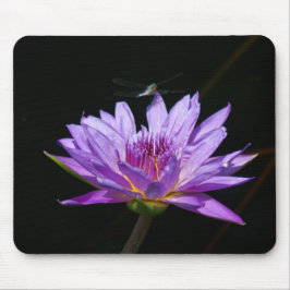Paarse Lotus Waterlily Dragonfly-speelkaarten Muismat