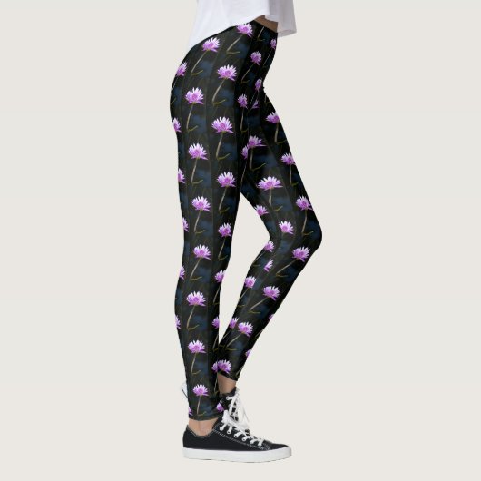 Paarse Lotus Waterlily Leggings (Rechts)