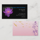 paarse lotus, waterlly visitekaartje (Voorkant / Achterkant)