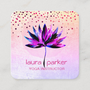 Paarse Lotus Waterverf Yoga Massage Therapeut Vierkante Visitekaartje