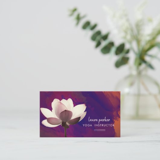 Paarse Lotus Yoga Instructor Meditation Zen Paint Visitekaartje (Staand voorkant)