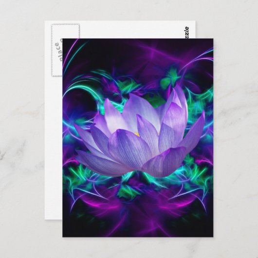 Paarse lotusbloem en betekenis ervan briefkaart (Voorkant / Achterkant)