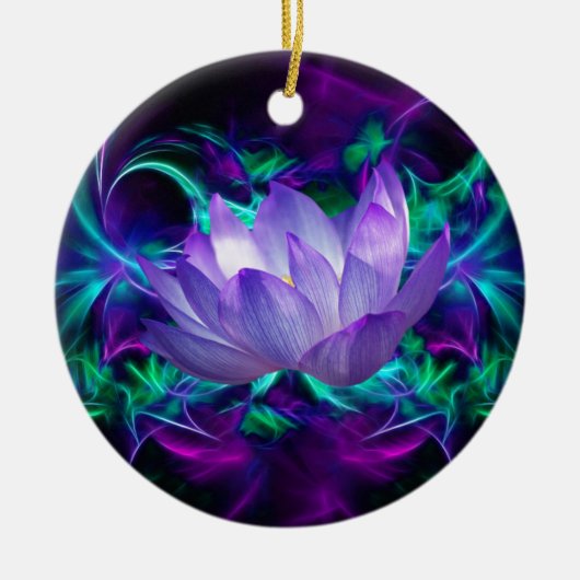 Paarse lotusbloem en betekenis ervan keramisch ornament (Voorkant)