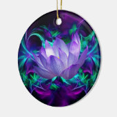 Paarse lotusbloem en betekenis ervan keramisch ornament (Links)