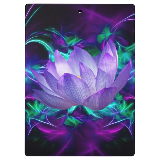 Paarse lotusbloem en betekenis ervan klembord (Achterkant)