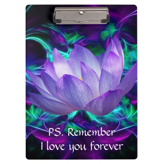 Paarse lotusbloem en betekenis ervan klembord (Voorkant)