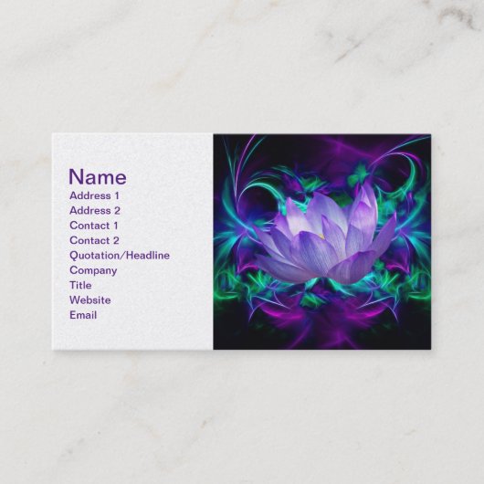 Paarse lotusbloem en betekenis ervan visitekaartje (Voorkant)