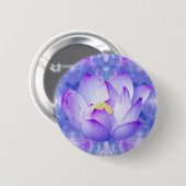 Paarse lotusbloem en fractale kristallen ronde button 5,7 cm (Voorkant /achterkant)