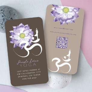 Paarse Lotusbloem Spirituele Yoga Om Logo Symbool Visitekaartje