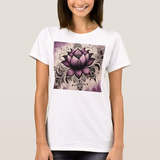 PAARSE LOTUSBLOEM T-SHIRT (Voorkant)