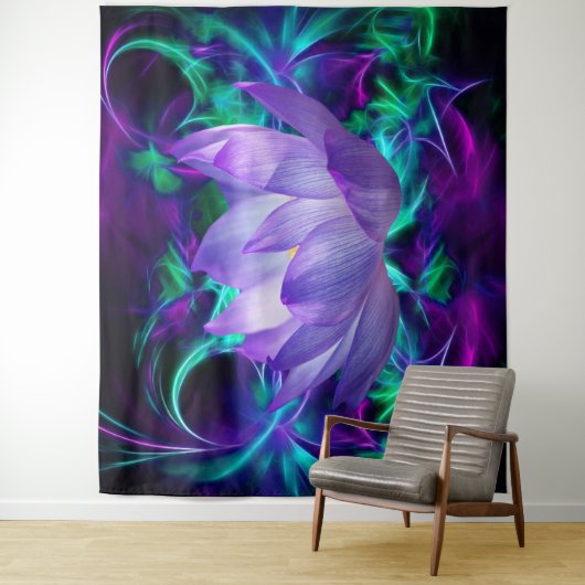 Paarse Lotusbloem Wandkleed (In situ)