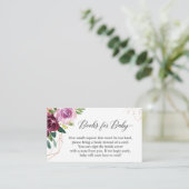 Paarse Love Floral brengt boeken voor Baby shower Informatiekaartje (Staand voorkant)