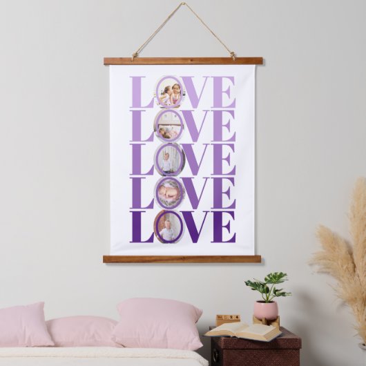 Paarse LOVE foto Valentijnsdag Hanging Tapestry Hangend Wandkleed (Slaapkamer)