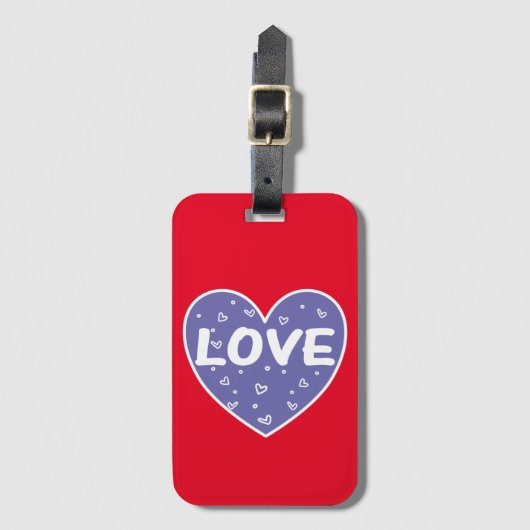 Paarse Love Heart Bagagelabel (Voorkant (verticaal))