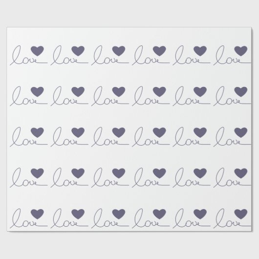 Paarse Love Heart Cadeaupapier (Vlak)