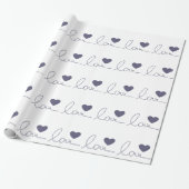 Paarse Love Heart Cadeaupapier (Uitgerold)