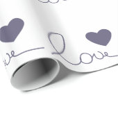 Paarse Love Heart Cadeaupapier (Rol Hoek)