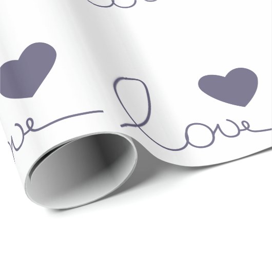 Paarse Love Heart Cadeaupapier (Rol Hoek)