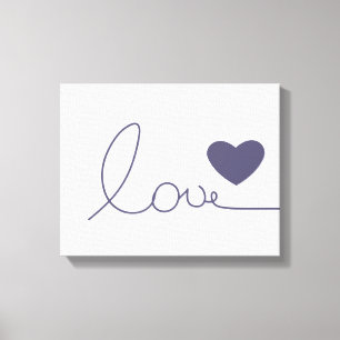 Paarse Love Heart Canvas Afdruk