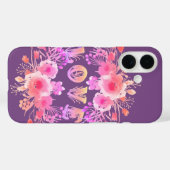 Paarse LOVE in Waterverf bloemen Case-Mate iPhone Case (Achterkant (horizontaal))