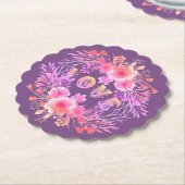 Paarse LOVE in Waterverf bloemen Kartonnen Onderzetters (Gekanteld)