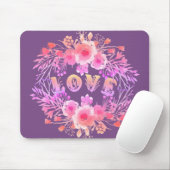 Paarse LOVE in Waterverf bloemen Muismat (Met muis)