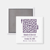 Paarse Love Maze Save the Date Magnet (Voorkant / Achterkant)