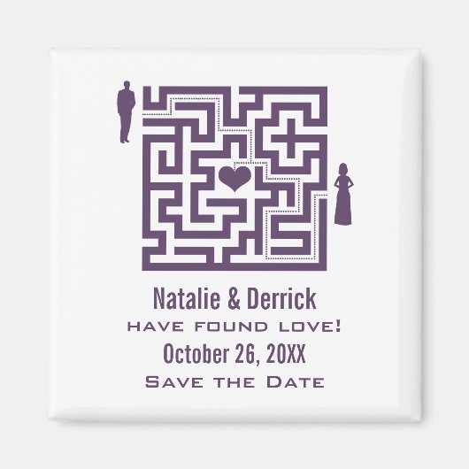 Paarse Love Maze Save the Date Magnet (Voorkant)