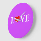 Paarse LOVE Moderne Chic Grote Klok (Hoek)
