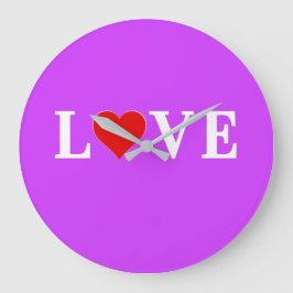 Paarse LOVE Moderne Chic Grote Klok